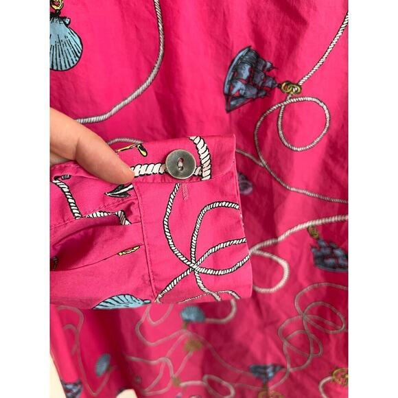 Tyler Boe Cotton Sailboat Shell Rope Pink Button Down Top Size M - Picture 4 of 11